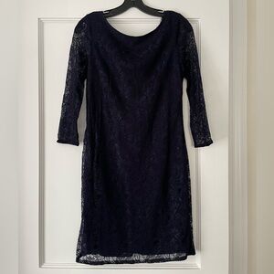 Adrianna Papell Navy Lace Cocktail Dress